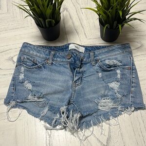 BKE Light Blue Distressed Jean Shorts